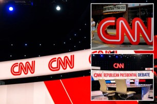CNN Logo at debate stage, CNN logo outside, CNN republican debate setting