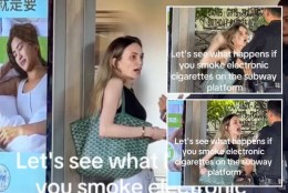 Wild video shows straphanger trying to slap cop after she's told to stop vaping at subway stop