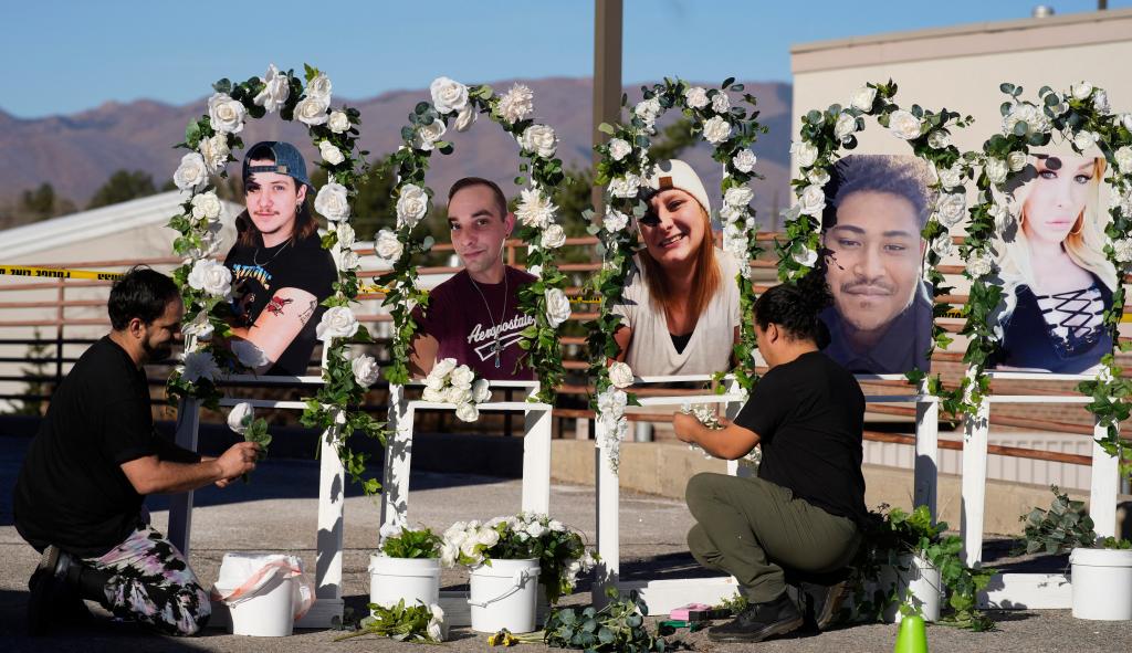 A memorial for five victims of the Club Q shooting. 