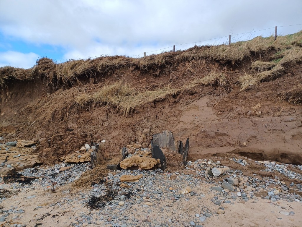 beach rocky pits in ground
