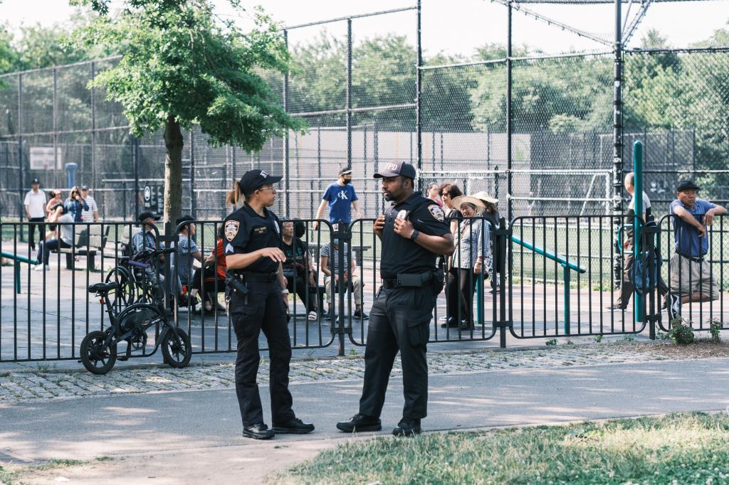 NYPD patrol near Silent Springs Playground in Kissena Park after the incident. 