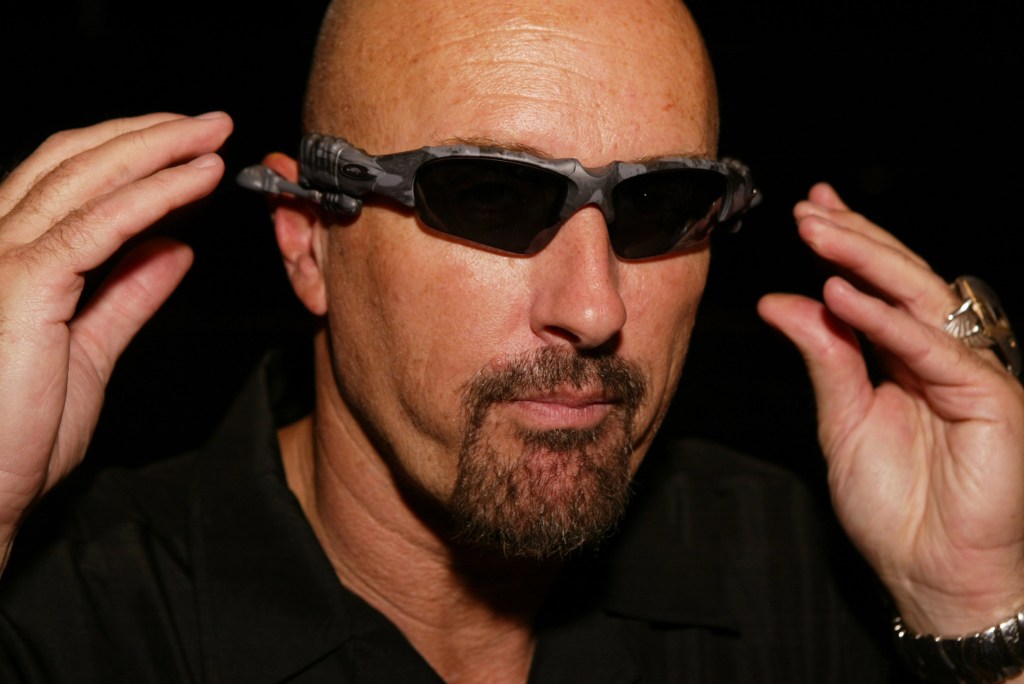 Oakley CEO Jim Jannard with Thump eyewear during Launch of Oakley Thump Digital Audio Eyewear at Oakley Headquarters in Foothill Ranch, California