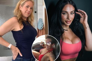 (Left) Michelle York, 41, from Los Angeles, after her breast lift. (Right) Antonia Arcabascio, 28, from Staten Island, after her boob job. (Inset) Danielle Spillman, 38, from Lynchburg, Virginia, after her breast augmentation.
