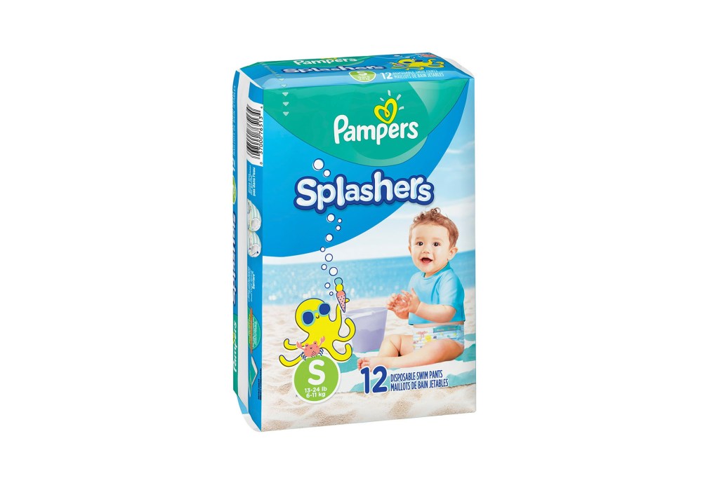 A box of Pampers baby diapers