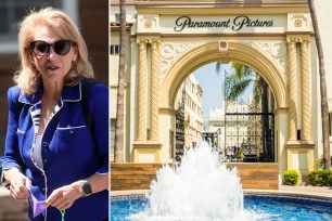 Paramount studio sign and controlling shareholder Shari Redstone