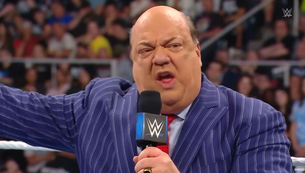 Paul Heyman during his promo with Kevin Owens on SmackDown on Friday.