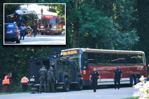 Joseph Grier, 39, held a gun to the bus driver's head in the tense police chase on Tuesday evening.