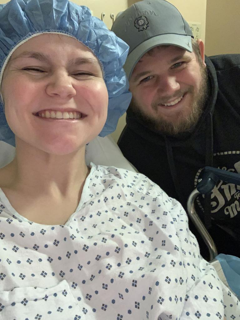 Mary Greenwell, 27, from Boston, Kentucky and husband Blake, 30, after breaking her ankle on her October 2019 wedding day. 