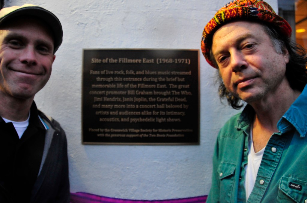 Andrew Berman, executive director of Village Preservation, poses alongside Phil Hartman of the Two Boots Foundation at the 2014 dedication. 