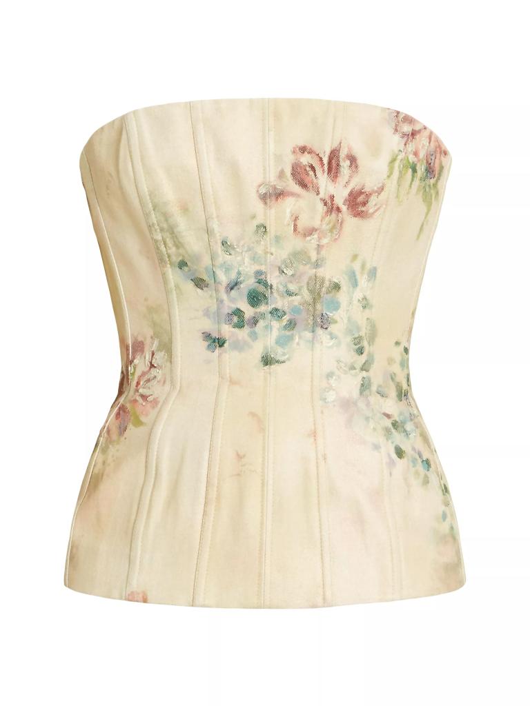 A white floral denim bustier from Ralph Lauren Collection