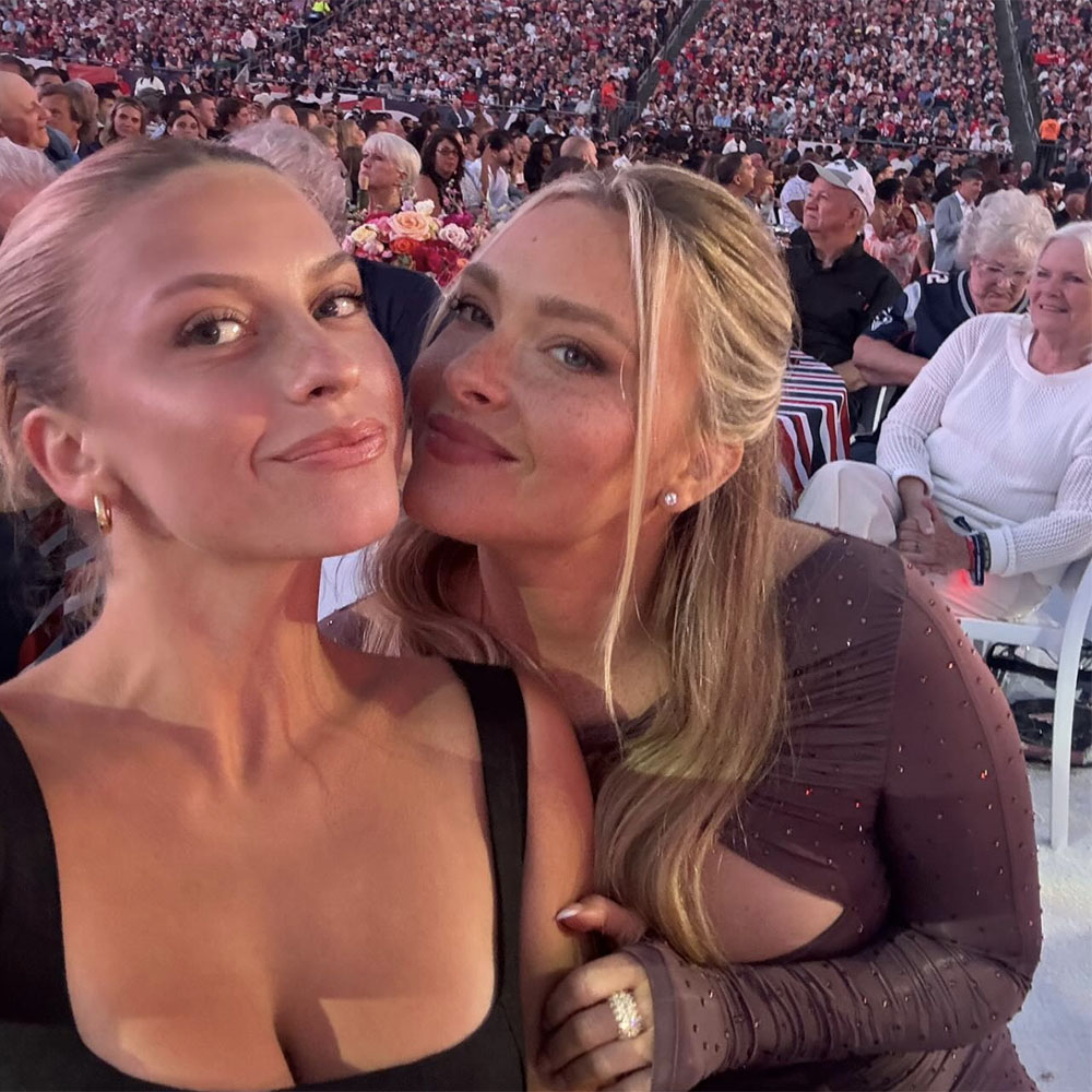 Xandra Pohl and Camille Kostek at Tom Brady's Patriots Hall of Fame induction ceremony, which took place at Gillette Stadium on June 12, 2024.