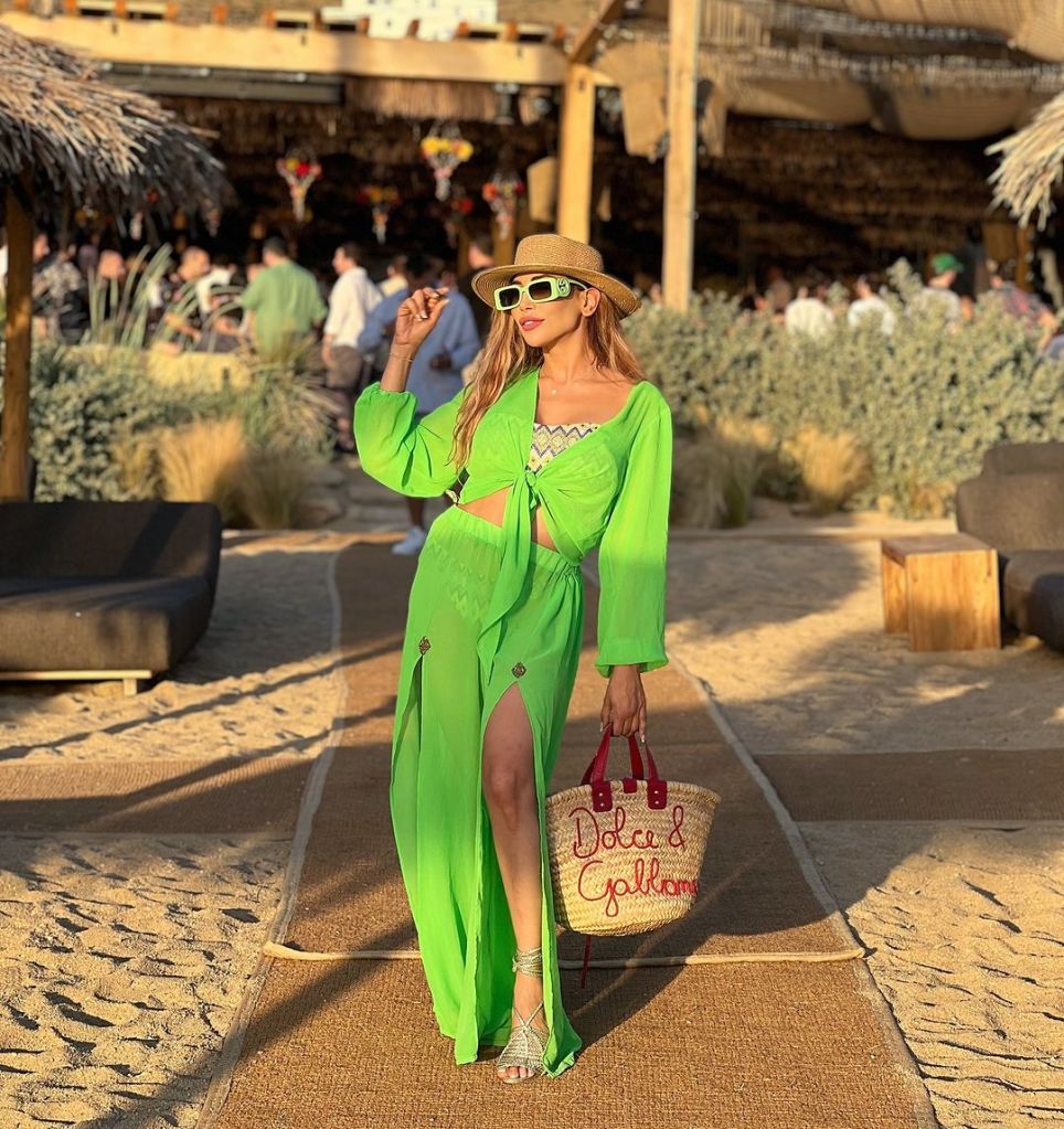 The social media star was on vacation while promoting her brand.