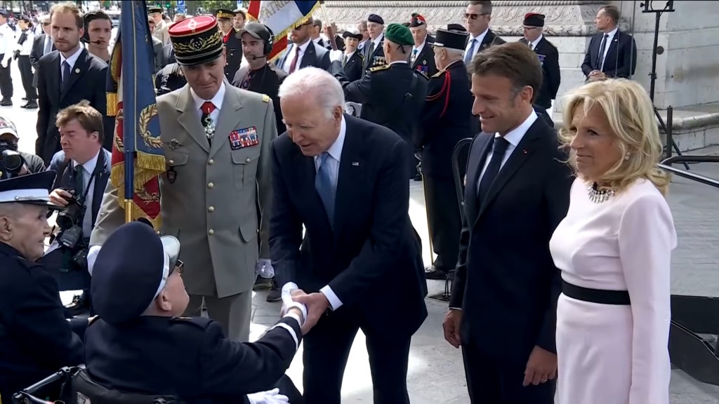 President Biden and the First Lady participate in a welcome ceremony with President Emmanuel Macron and Mrs. Brigitte Macron of France. 
