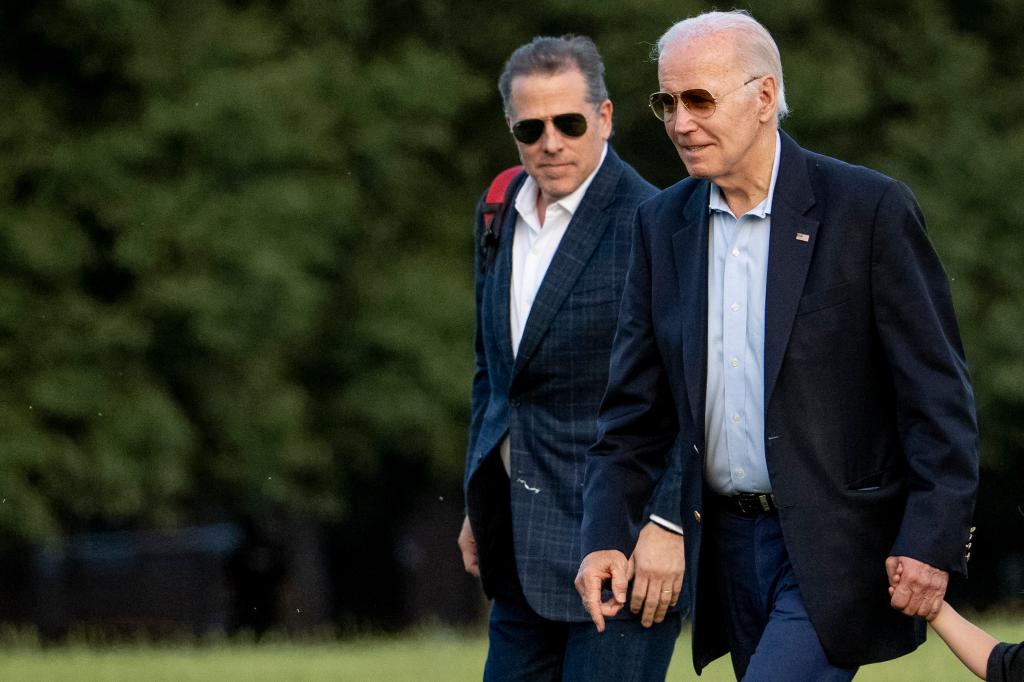 Hunter Biden walking with President Joe Biden.