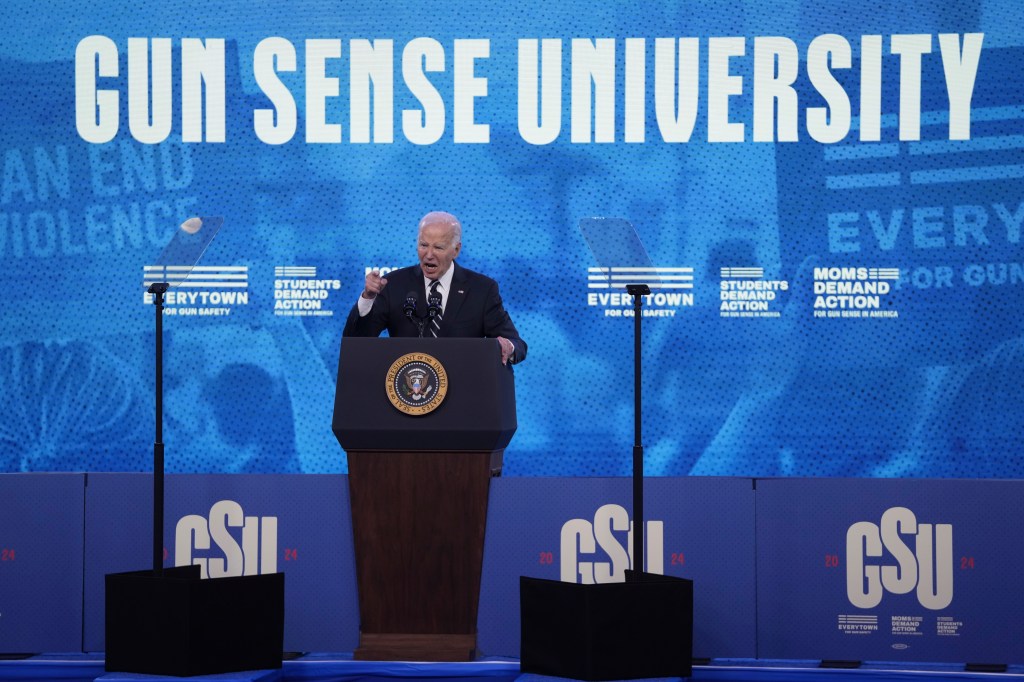 Biden demanded punishment for people who leave their guns unlocked during his speech.