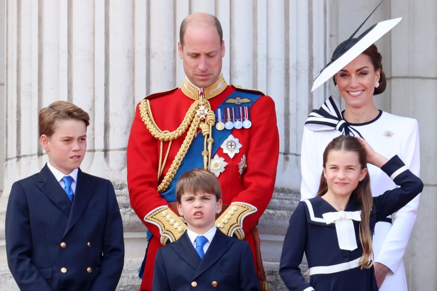 rince George of Wales, Prince William, Prince of Wales, Prince Louis of Wales, Princess Charlotte of Wales and Catherine, Princess of Wales.