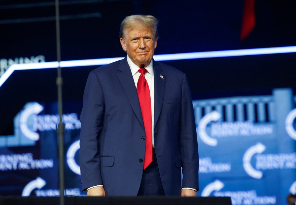Republican presidential candidate and former U.S. President Donald Trump attends an event held by the national conservative political movement 'Turning Point' in Detroit, Michigan, U.S., June 15, 2024