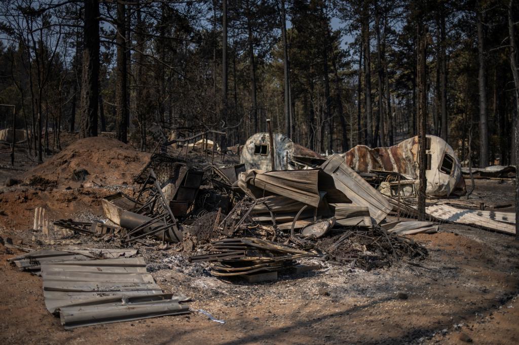 A residence destroyed by the South Fork fire in Alto on June 19, 2024.
