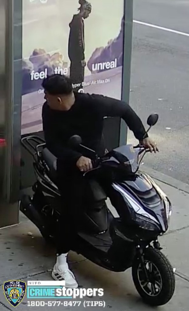 The moped-riding marauder ripped off the 96-year-old woman's necklace at  West 127th Street and Eighth Avenue, cops said.