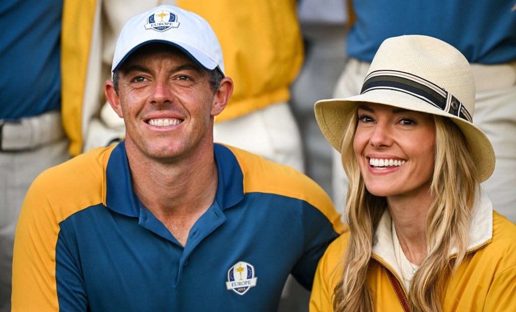 Rory McIlroy and Erica Stoll during the Ryder Cup in Italy in October 2023.