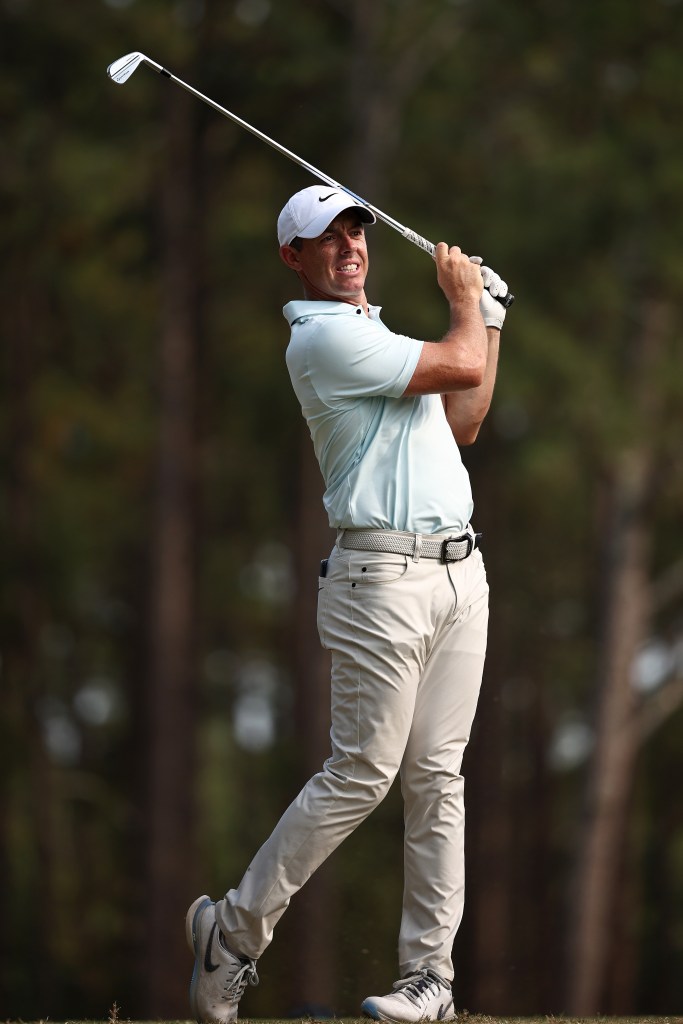 Rory McIlroy hits a tee shot on the 15th hole during the final round of the 124th U.S. Open on June 16, 2024.