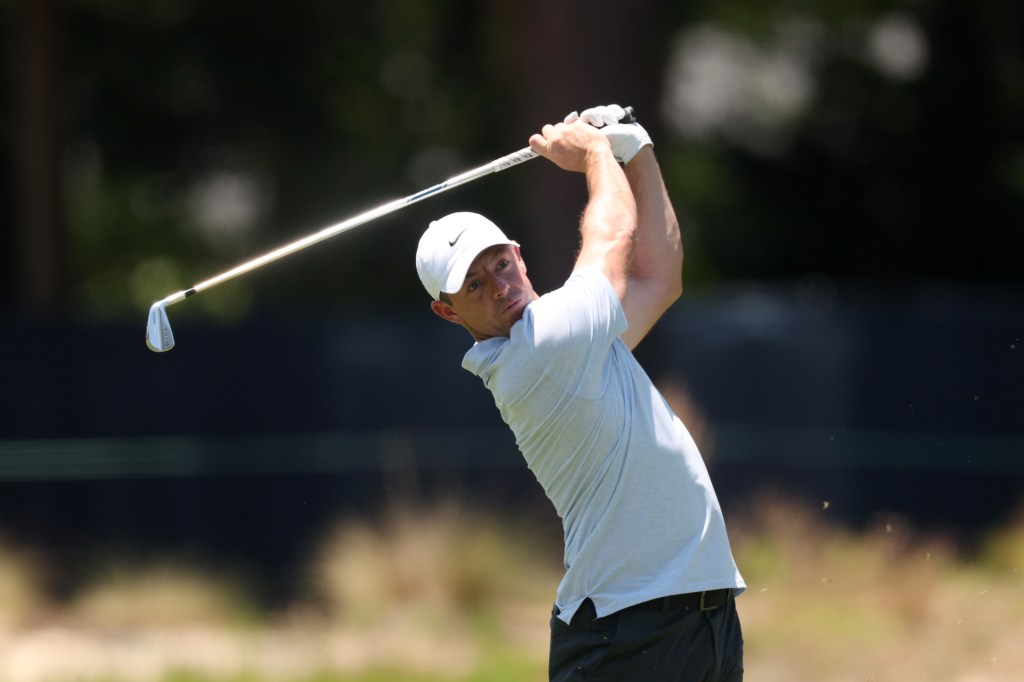 Rory McIlroy during a practice round at the U.S. Open on June 11, 2024.