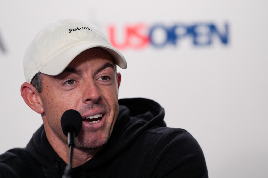 Rory McIlroy speaks during a U.S. Open press conference on June 11, 2024.