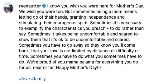 Ryan Sutter posting about Trista Sutter 
