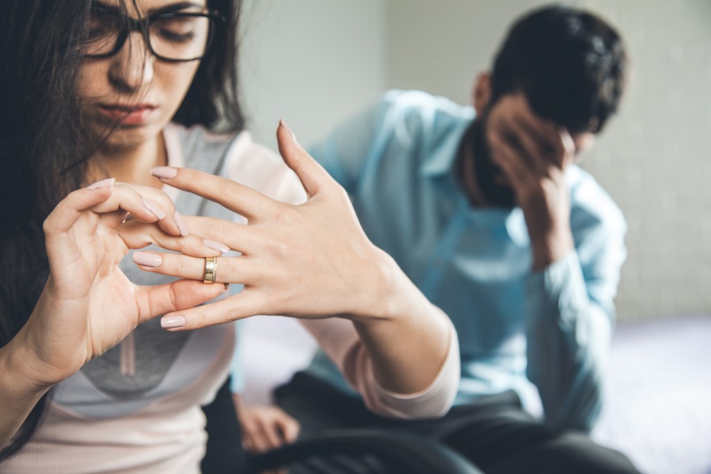 Couple looking sad