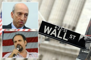 SEC Chair Gary Gensler, George Jarkesy and Wall Street sign