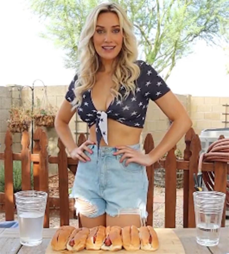 Paige Spiranac said she clocked six hot dogs in 10 minutes.