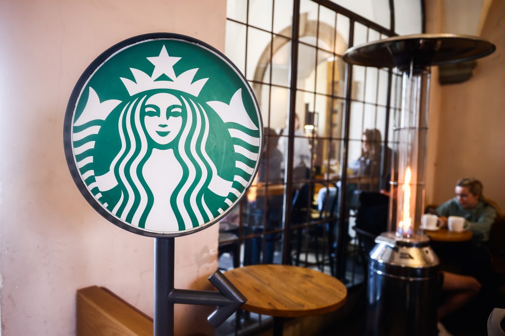 Starbucks Coffee shop in Krakow, Poland on February 29, 2024. 
