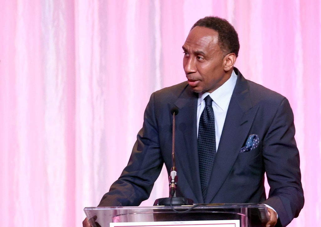 Stephen A. Smith accepts the Gil Nickel Humanitarian Award onstage during the 27th Annual UCLA Jonsson Cancer Center Foundation's Taste for a Cure Event at the Beverly Wilshire, a Four Seasons Hotel on May 10, 2024 in Beverly Hills, California. 