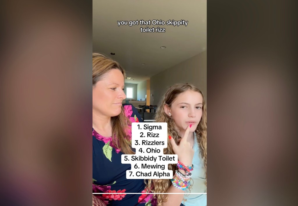10-year-old girl testing her bewildered mother Jennifer Maxwell on current slang terms in a popular TikTok video