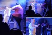 This is the shocking moment a Spanish comedian was attacked mid-show by a father who accused him of making 'sexualised' comments about his three-month old son.