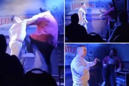 Dad sucker-punches comedian on stage over 'sexualized' joke about his baby son
