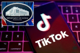 TikTok and Justice Department logos