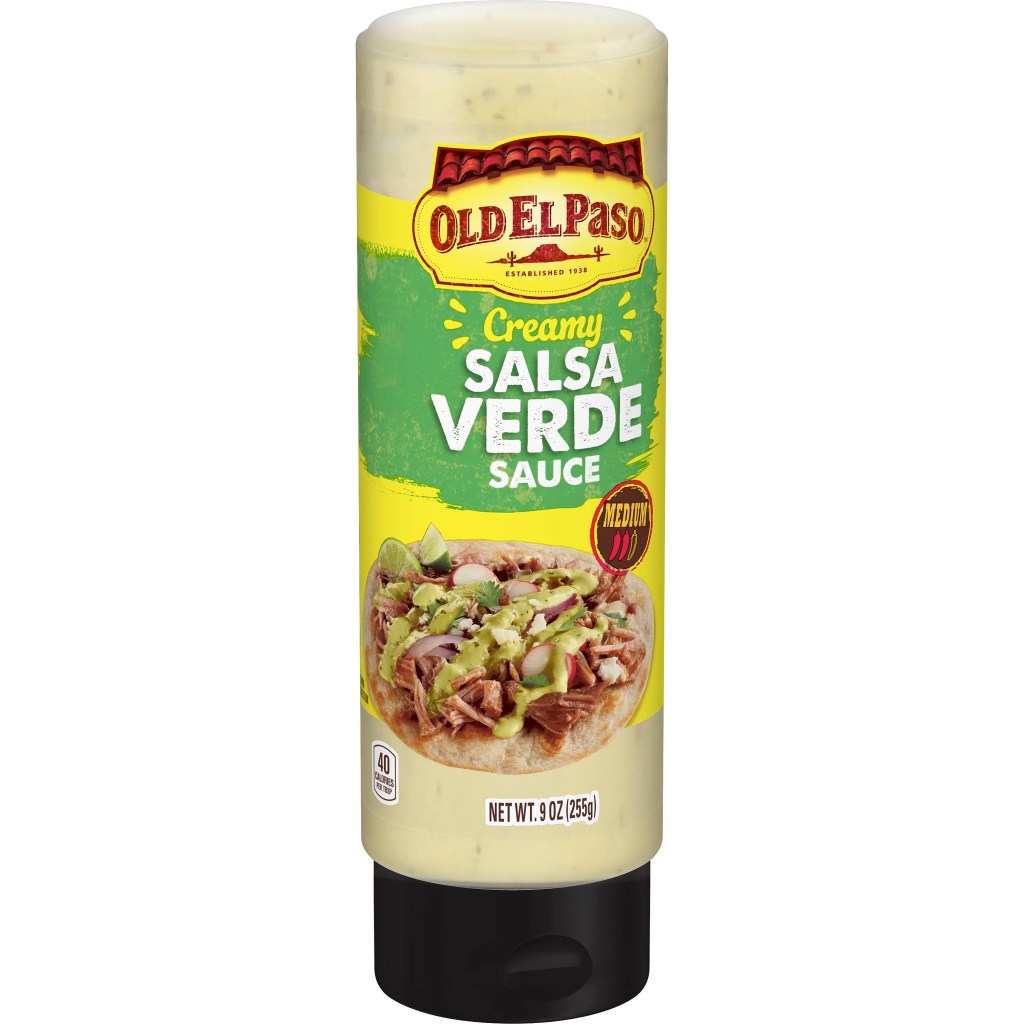 Bottle of Old El Paso's salsa verde with titanium dioxide listed under ingredients