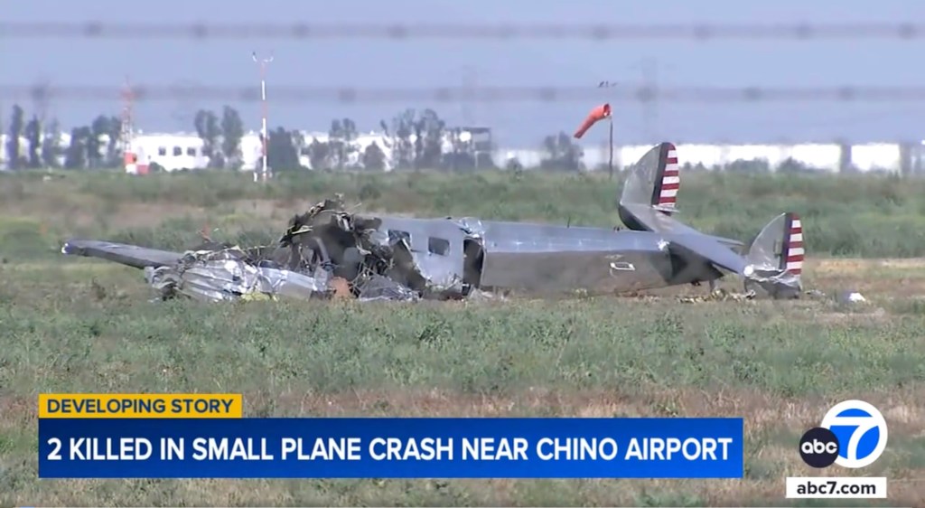 A World-War II-era  twin-engine Lockheed 12A plane crashed at a Father's Day event in California's Chino Airport.