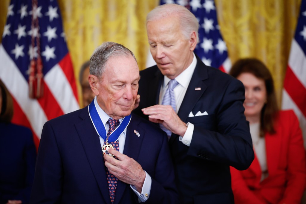 Biden, 81, awarded Bloomberg the Presidential Medal of Freedom last month during a White House ceremony. 