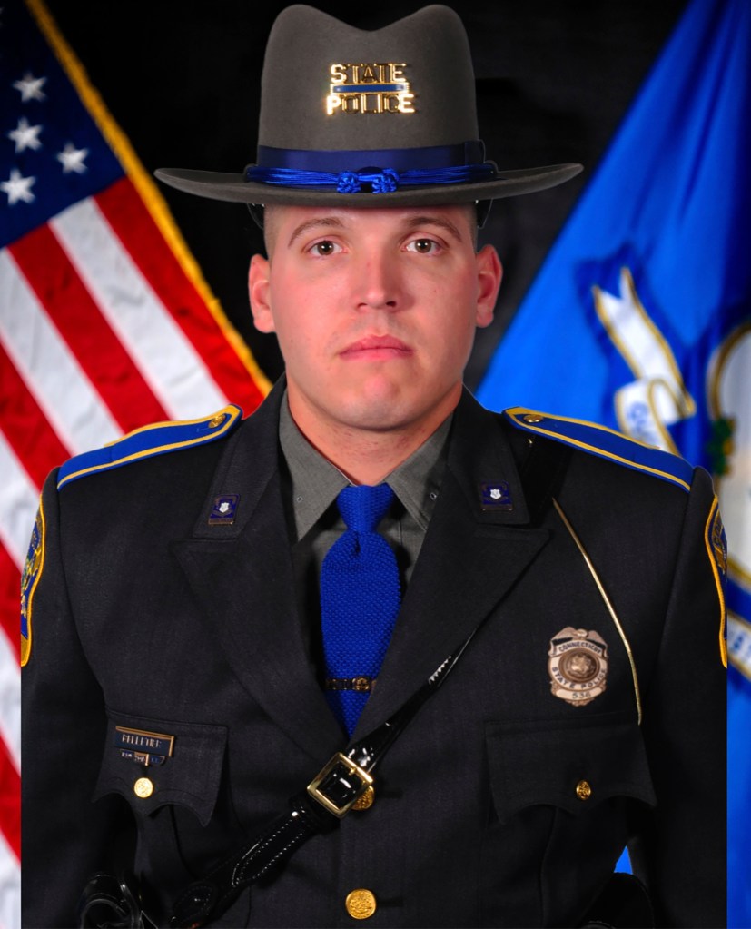 State Trooper Aaron Pelletier, 34, who was mowed down by a hit-and-run driver in a traffic stop last week.
