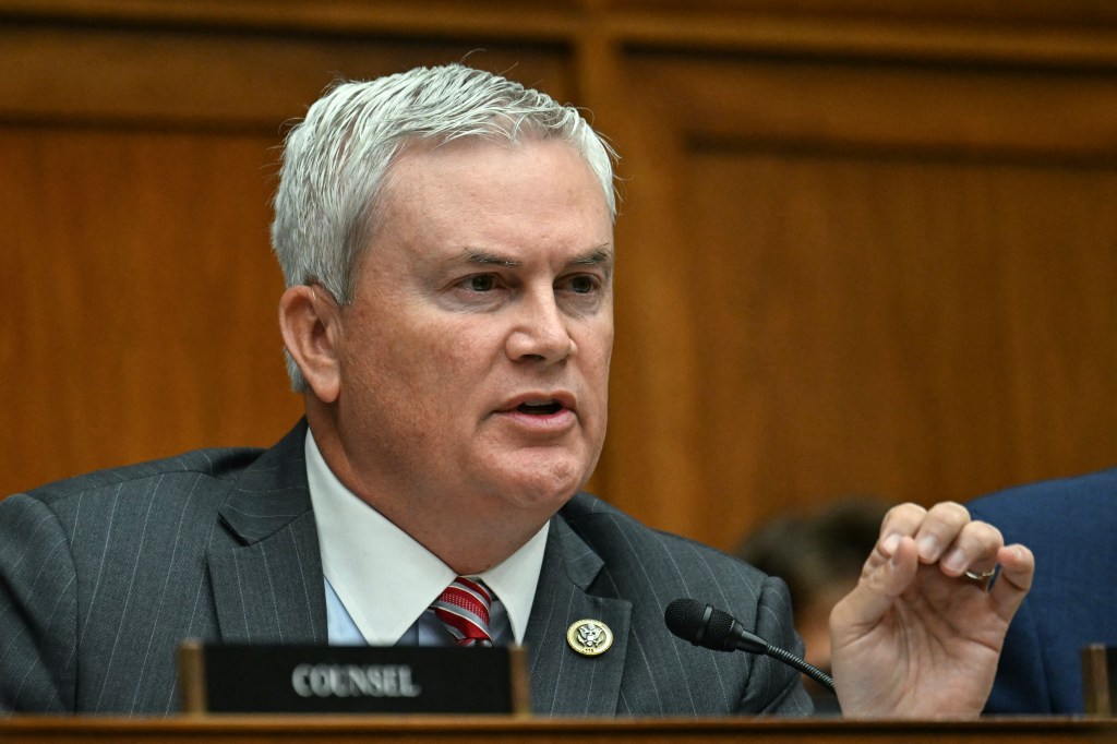 US Representative James Comer questioning Dr. Anthony Fauci at a House Subcommittee hearing