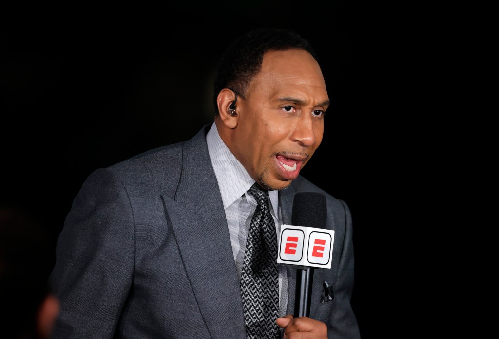 ESPN analyst Stephen A. Smith during Game Three of the NBA Finals between the Milwaukee Bucks and the Phoenix Suns at Fiserv Forum on July 11, 2021 in Milwaukee, Wisconsin.