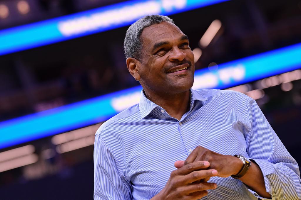 Oklahoma City Thunder Assistant Coach Maurice Cheeks smiling before the game against the Golden State Warriors at Chesapeake Energy Arena