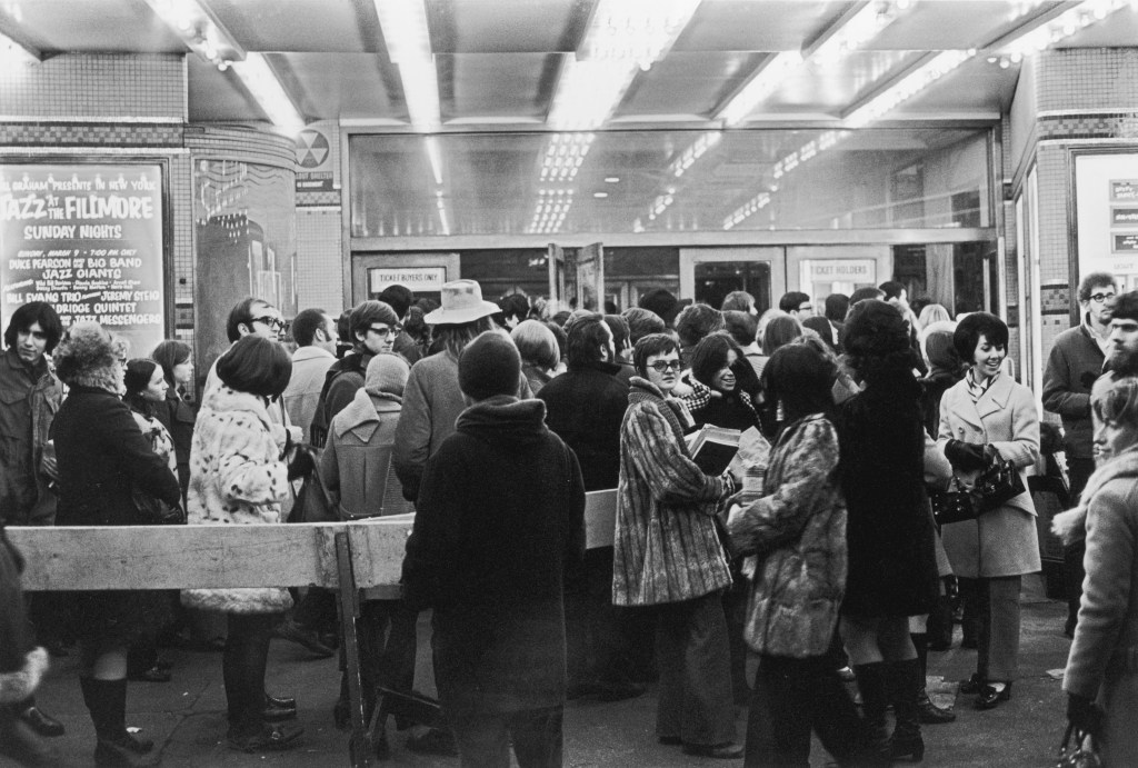 People crowded outside the Fillmore East before a show. 