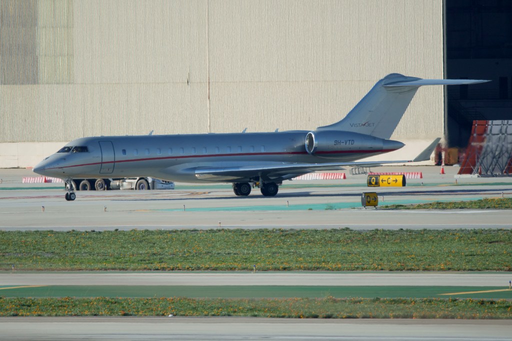 VistaJet 9H-VTD, which is believed to have carried both Taylor Swift and Julian Assange on separate flights