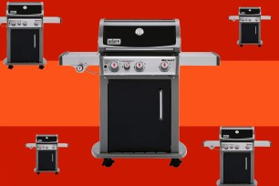 A barbecue grill on wheels