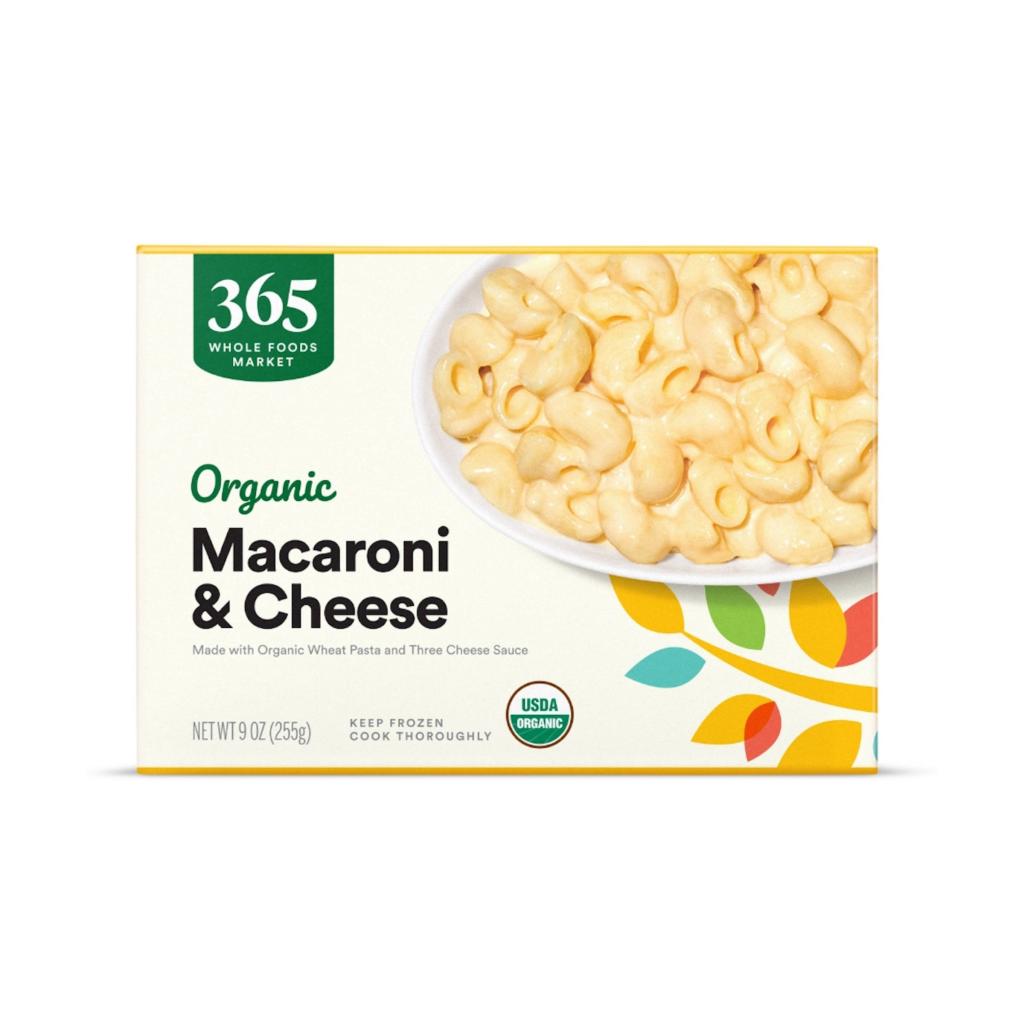 A box of Whole Foods macaroni and cheese that was reformulated to remove titanium dioxide