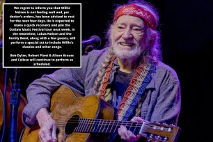 Willie Nelson playing guitar in a concert at Pinewood Performing Arts in Lincoln, Nebraska on May 15, 2024