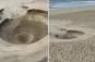 Mysterious large hole opens up on beach, puzzling witnesses